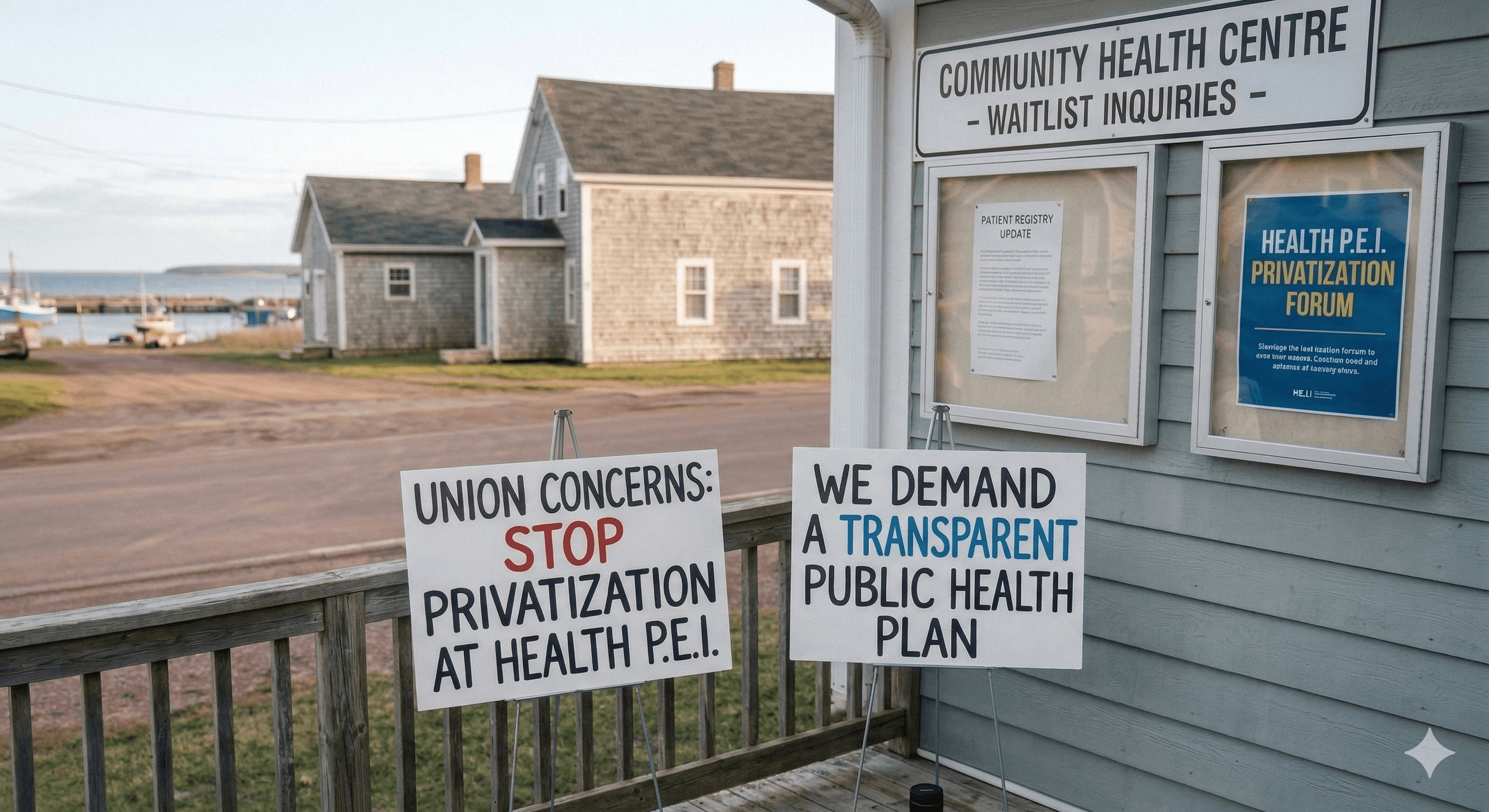 Image illustrating concerns from PEI health-care unions about privatization comments made by Health P.E.I.'s CEO.